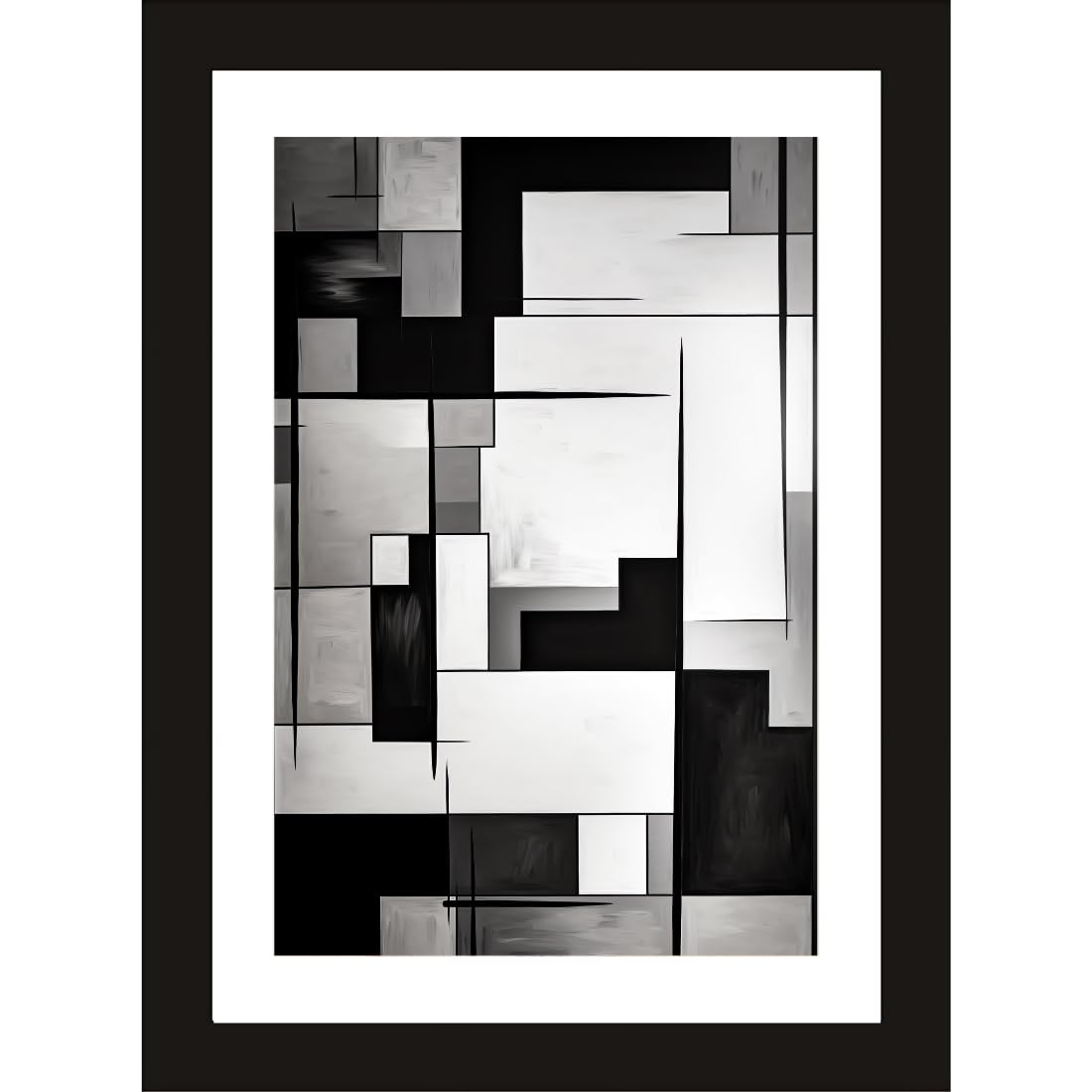 CRAFT QUEST Abstract Digital Fractal Flow Modern Art Painting Poster Frame for Home & Office Wall Decoration - Portrait, Wall Display (Black, 14x10 Inch Frame with Art Print)