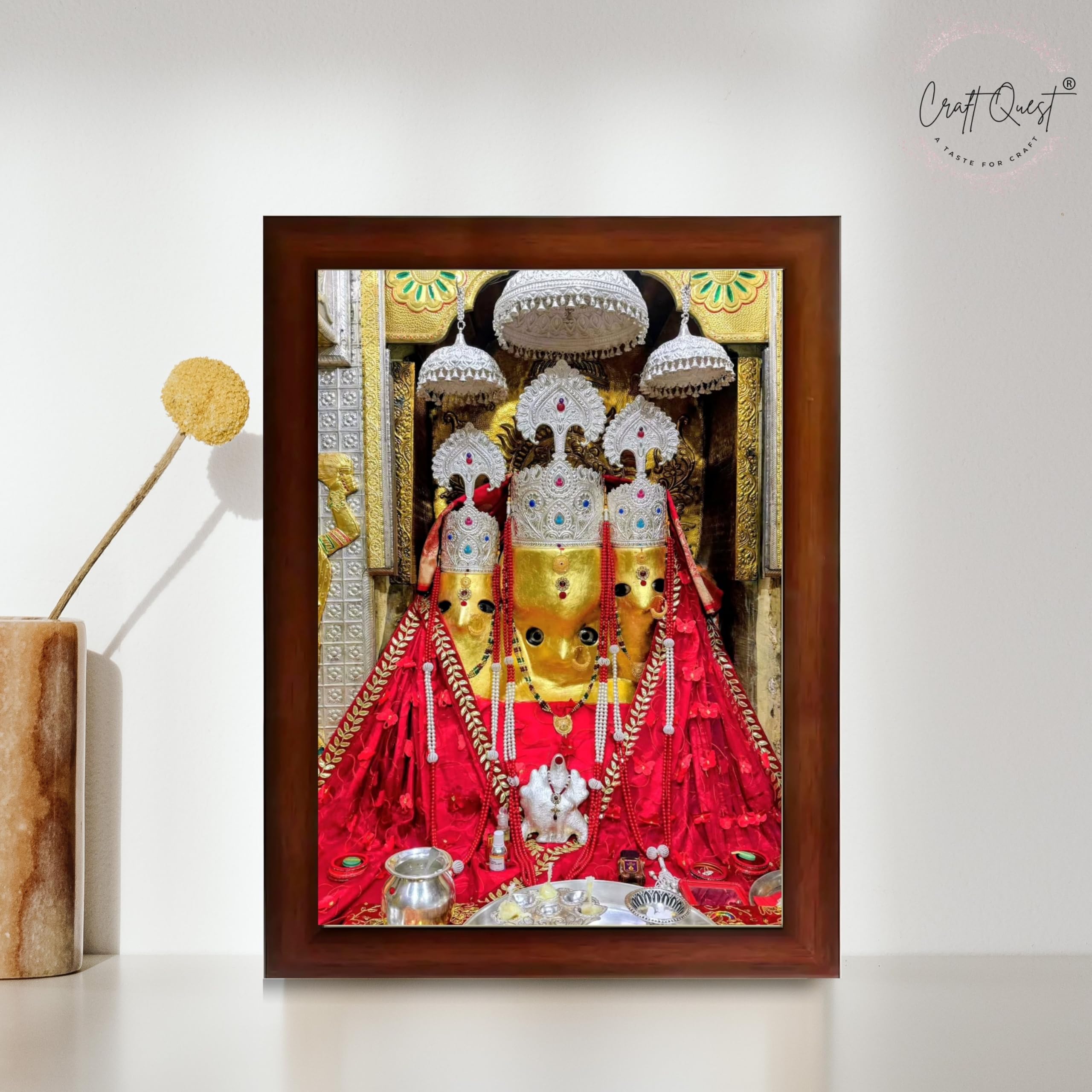 CRAFT QUEST Baglamuklhi maa/mata wodden Religious Photo Frame for Home, Office