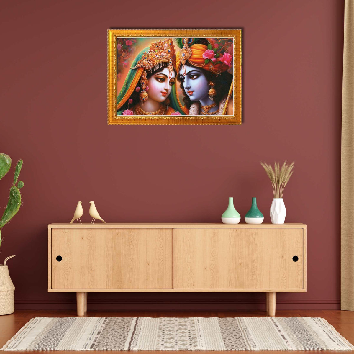 CRAFT QUEST Radha Krishna Art Photo Framed Painting for Home and Bedroom Wall Decoration of Size 14X10 Inches with Frame And Acrylic Glass RK210