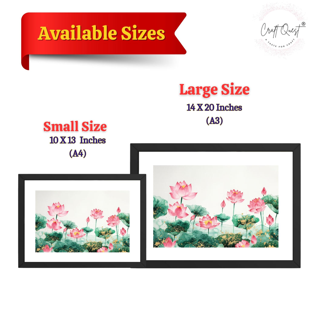 CRAFT QUEST Lotus Photo Frame Wall Vastu,Lotus Flower, Kamal Phool Painting for Vastu | Paintings for Home Decoration, Living room, and Office Décor