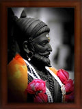 CRAFT QUEST Chhatrapati Shivaji Maharaj photo frame Home Decorative items with synthetic frame (Style 1) (Brown, 10 X 13 Inches)