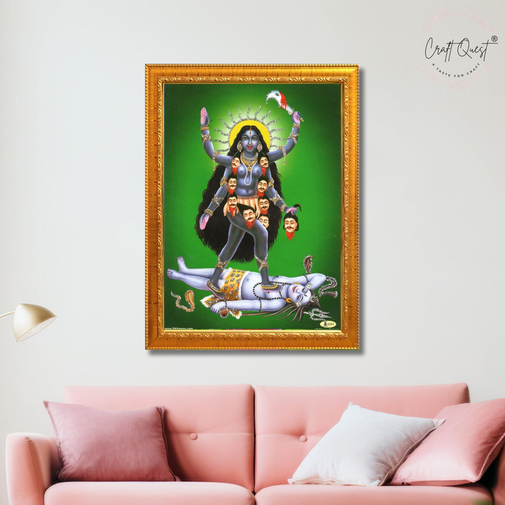 CRAFT QUEST Mahakali Kali Mata Ji Shiv Shiva Wall Painting Framed Home Decor
