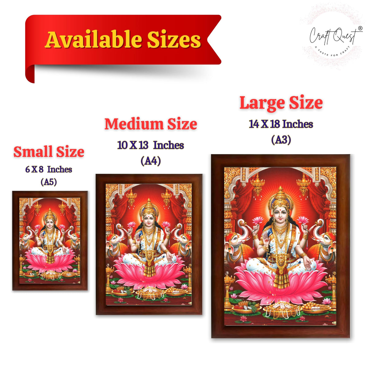 CRAFT QUEST Goddess Lakshmi Devi Dhana Vaibhav Laxmi Maa Wall Painting Frame Home Decor