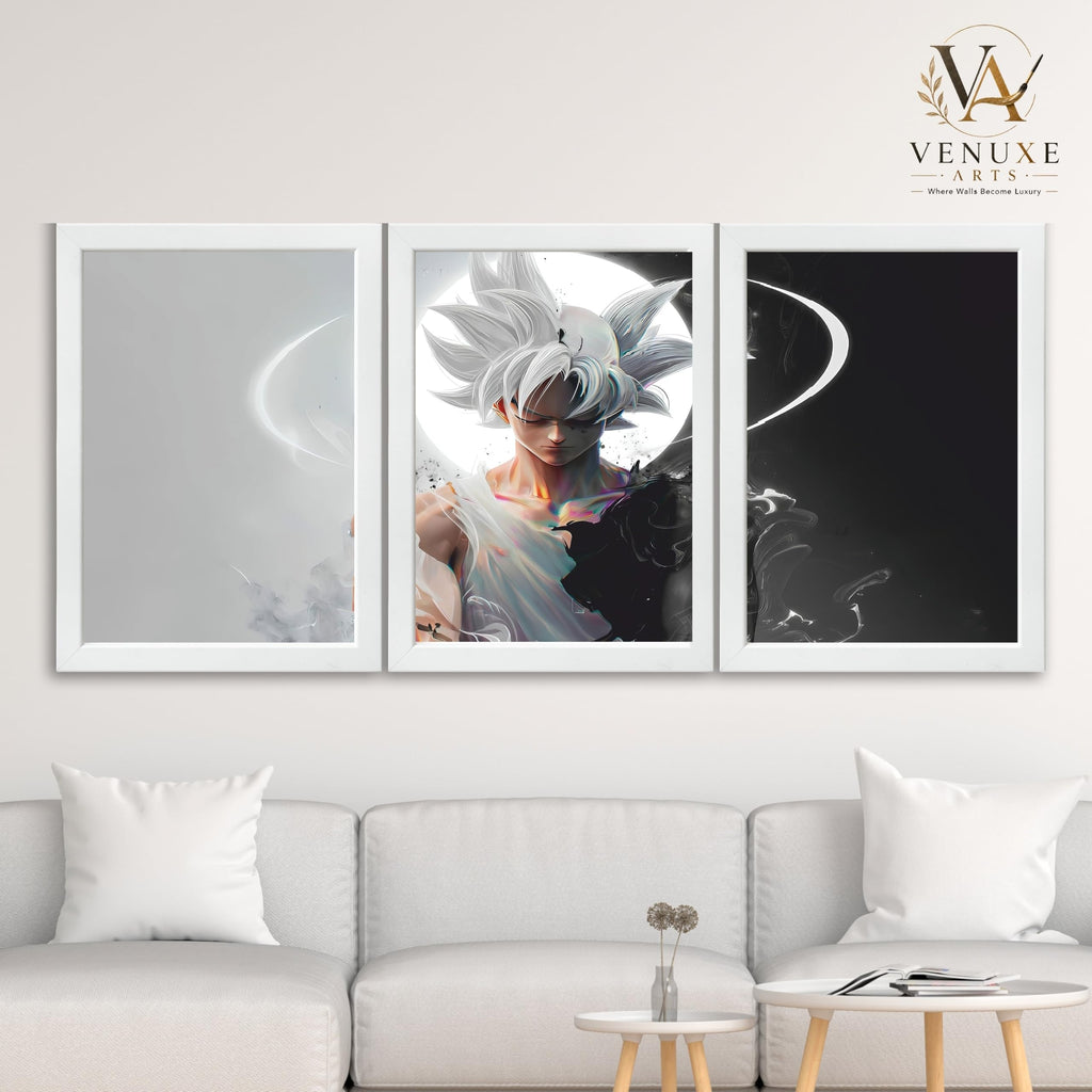 VENUXE ARTS Set Of 3 Anime Characters Wall Framed |Anime Characters Framed Poster for Living Room Bedroom Gaming Room Studio Wall Decor