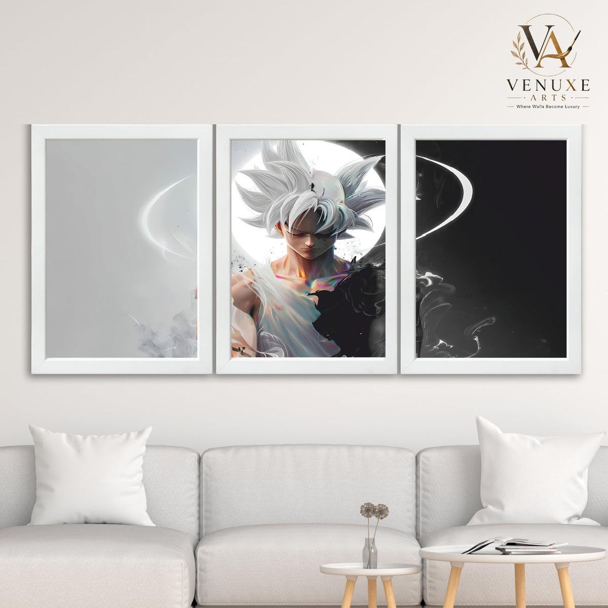 VENUXE ARTS Set Of 3 Anime Characters Wall Framed |Anime Characters Framed Poster for Living Room Bedroom Gaming Room Studio Wall Decor