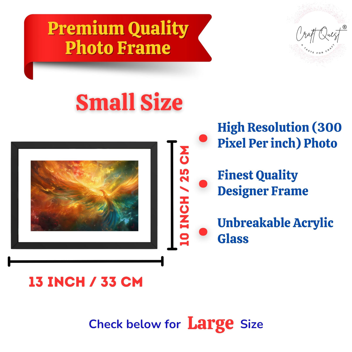 CRAFT QUEST Phoenix Bird Painting – Rising Phoenix Vastu Wall Art – Wall Decoration – Positive Energy Painting for Success, Growth & Spiritual Inspiration