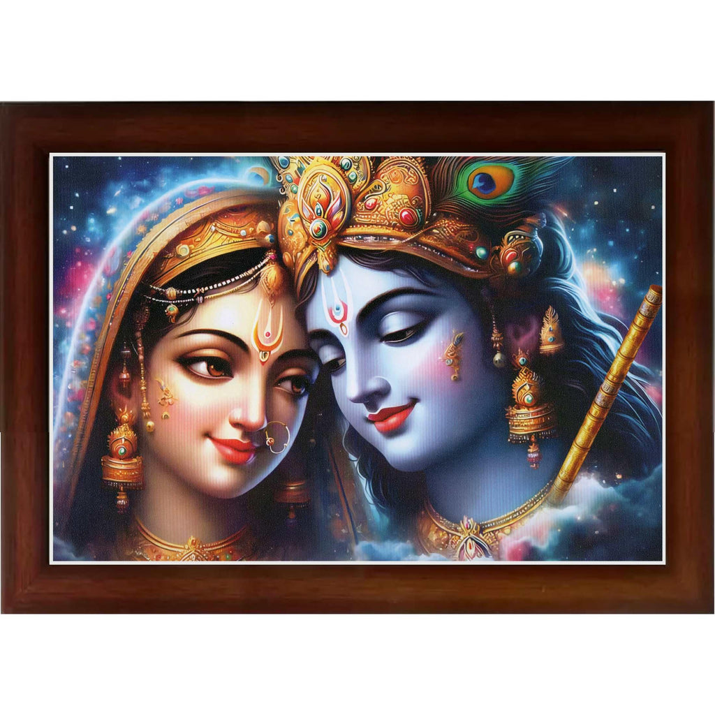CRAFT QUEST Radha Krishna Art Photo Framed Painting for Home and Bedroom Wall Decoration of Size 14X10 Inches with Frame And Acrylic Glass RK208