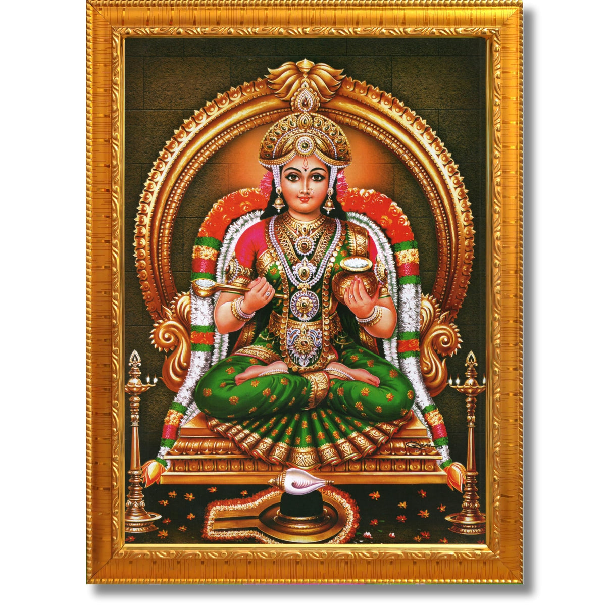 CRAFT QUEST Shiva & Maa Annapurna devi sitting on throne photo frame with Acrylic Glass for Kitchen, Food & Prosperity Blessing Hindu