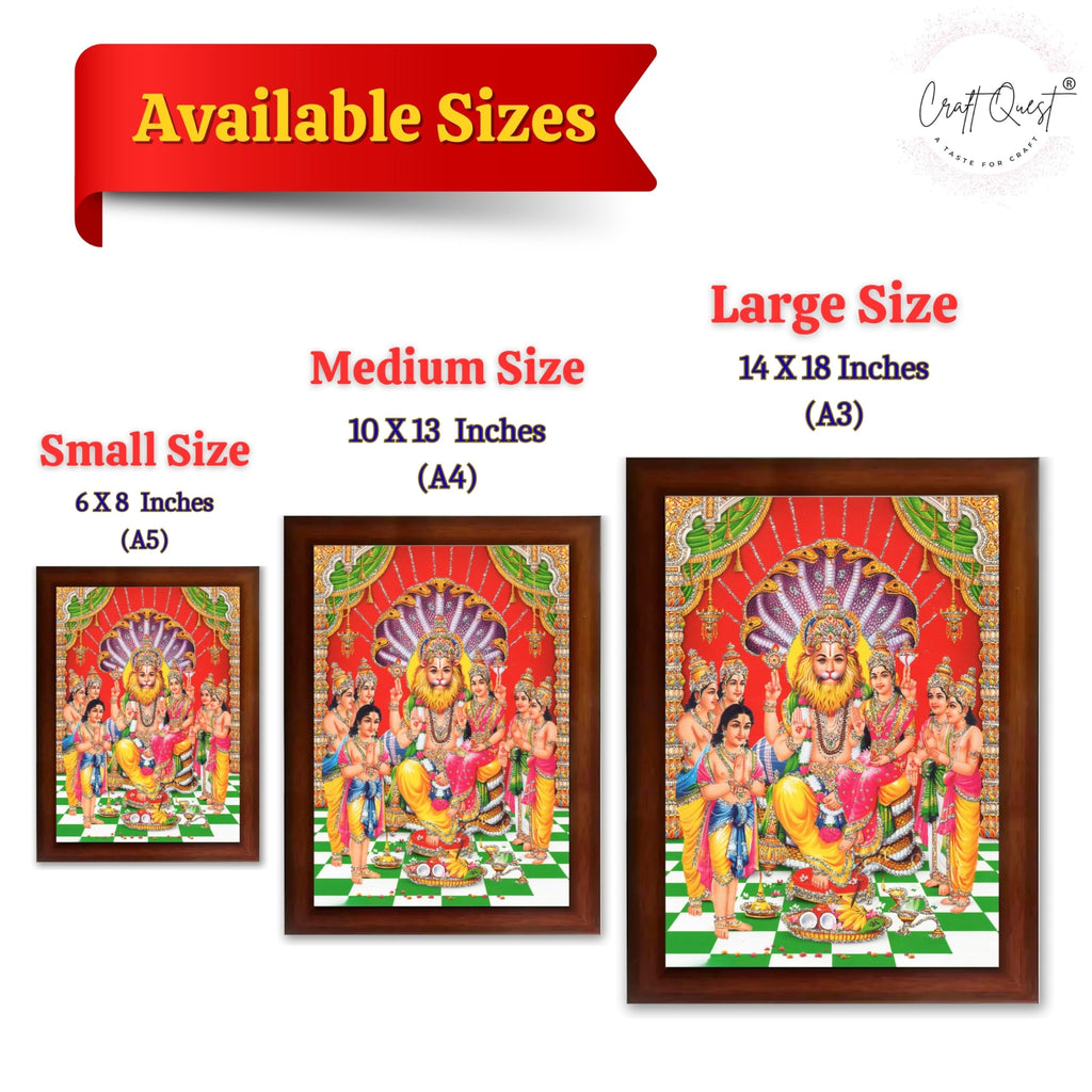 CRAFT QUEST Narasimha Swamy Lakshmi Narsingh Bhagwan Photo Framed | Acrylic Glass, Lightweight | Ideal for Home, Office, Temple & Puja Room, Wall Decor