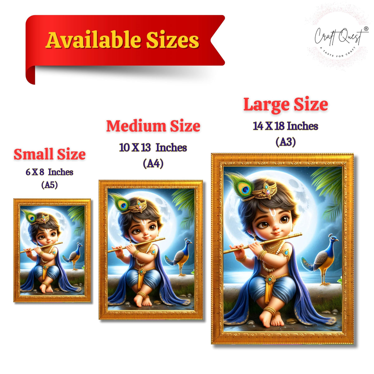 CRAFT QUEST Bal Gopal Painting | Mohan Murari Kanha Ji Poster | Walls Home Bedroom Living Room Decoration Gift.
