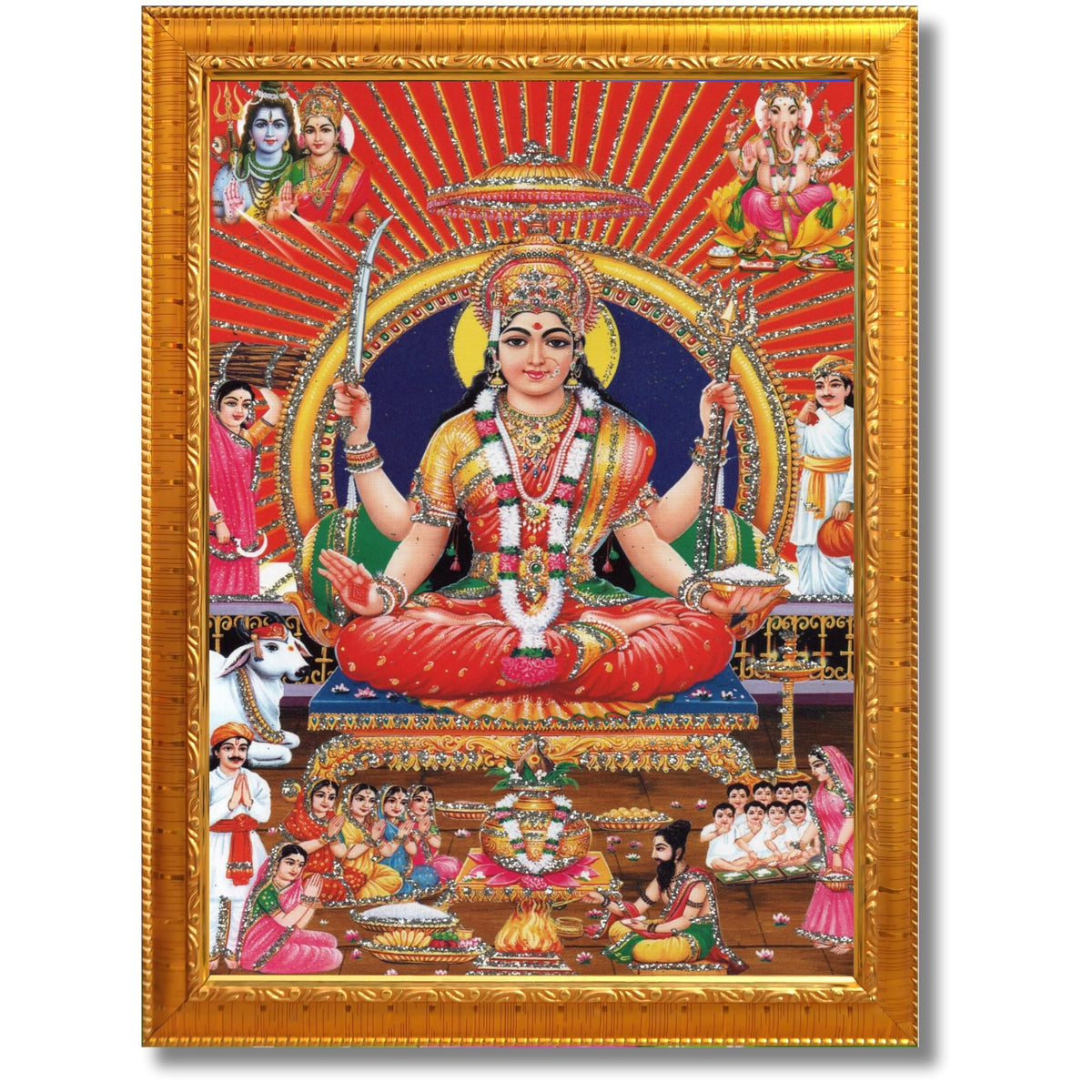 CRAFT QUEST Santoshi MataJi Color Photo Frame for Home Temple Pooja and Devotional Gift Item