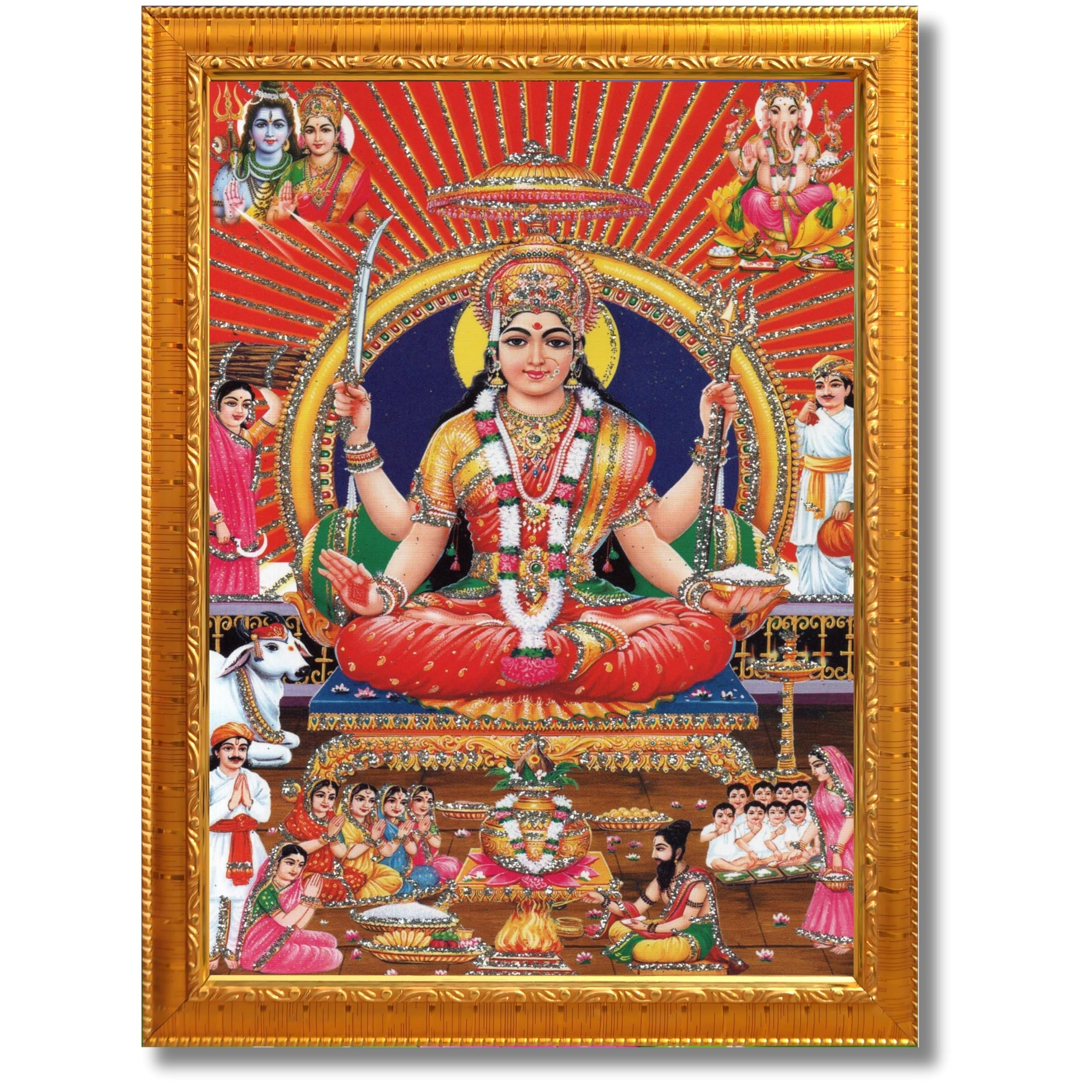 CRAFT QUEST Santoshi MataJi Color Photo Frame for Home Temple Pooja and Devotional Gift Item