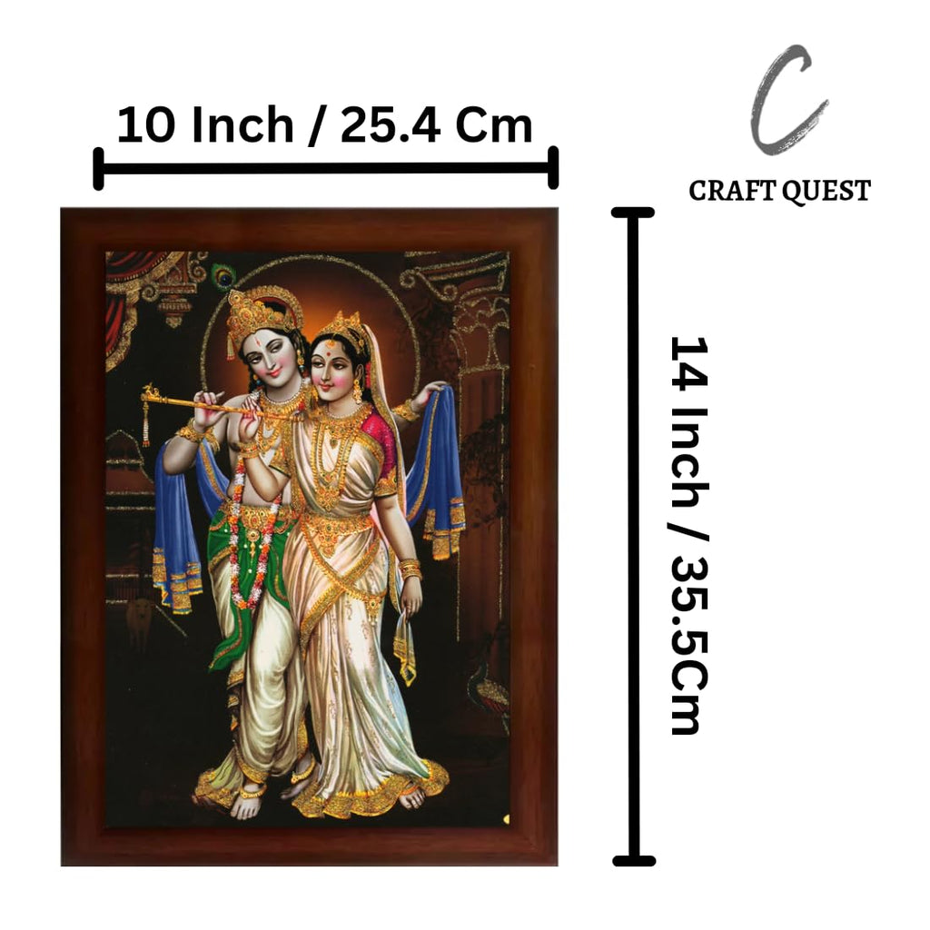 Craft Quest Radha Krishna UV Coated Home Decorative Gift Item Framed Painting (10 X 14 Inches) Multicolour