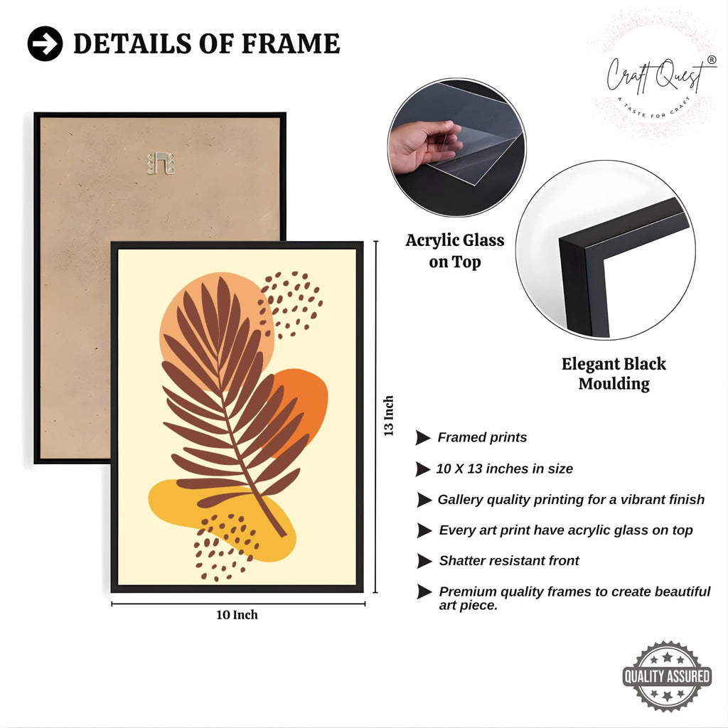 CRAFT QUEST Wall Art Decor Paintings | Set of 3 BOHO Wall Art Frames for Home Decoration | Ideal for Living Room, Offices & Bedrooms