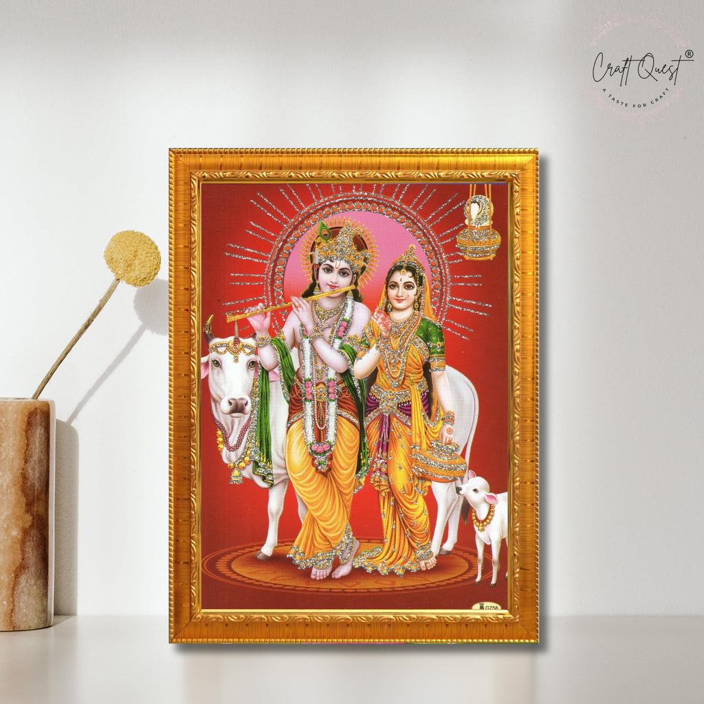 CRAFT QUEST Radha Krishna Photo Frame Wall Painting Framed Home Décor