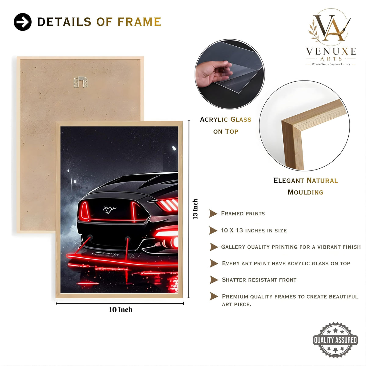 VENUXE ARTS Set Of 3 Big Sports Cars Framed Posters Gift Items for Boys Room Wall Decoration Bedroom Living Room Office Studio Décor | Car Poster Frame for Wall Décor