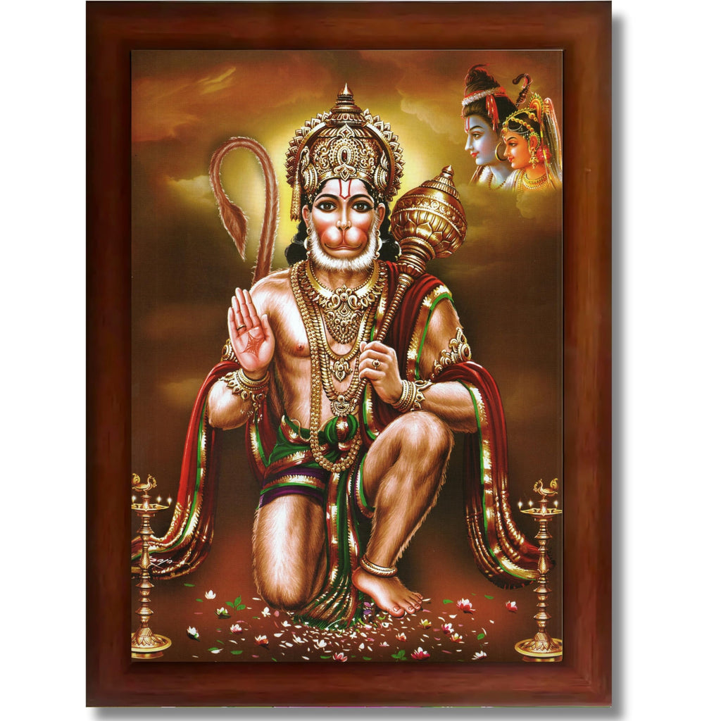 CRAFT QUEST Lord Hanuman Ji Photo Frame | Acrylic Glass, Lightweight & Waterproof | Ideal for Home, Office, Temple & Puja Room Wall Decor