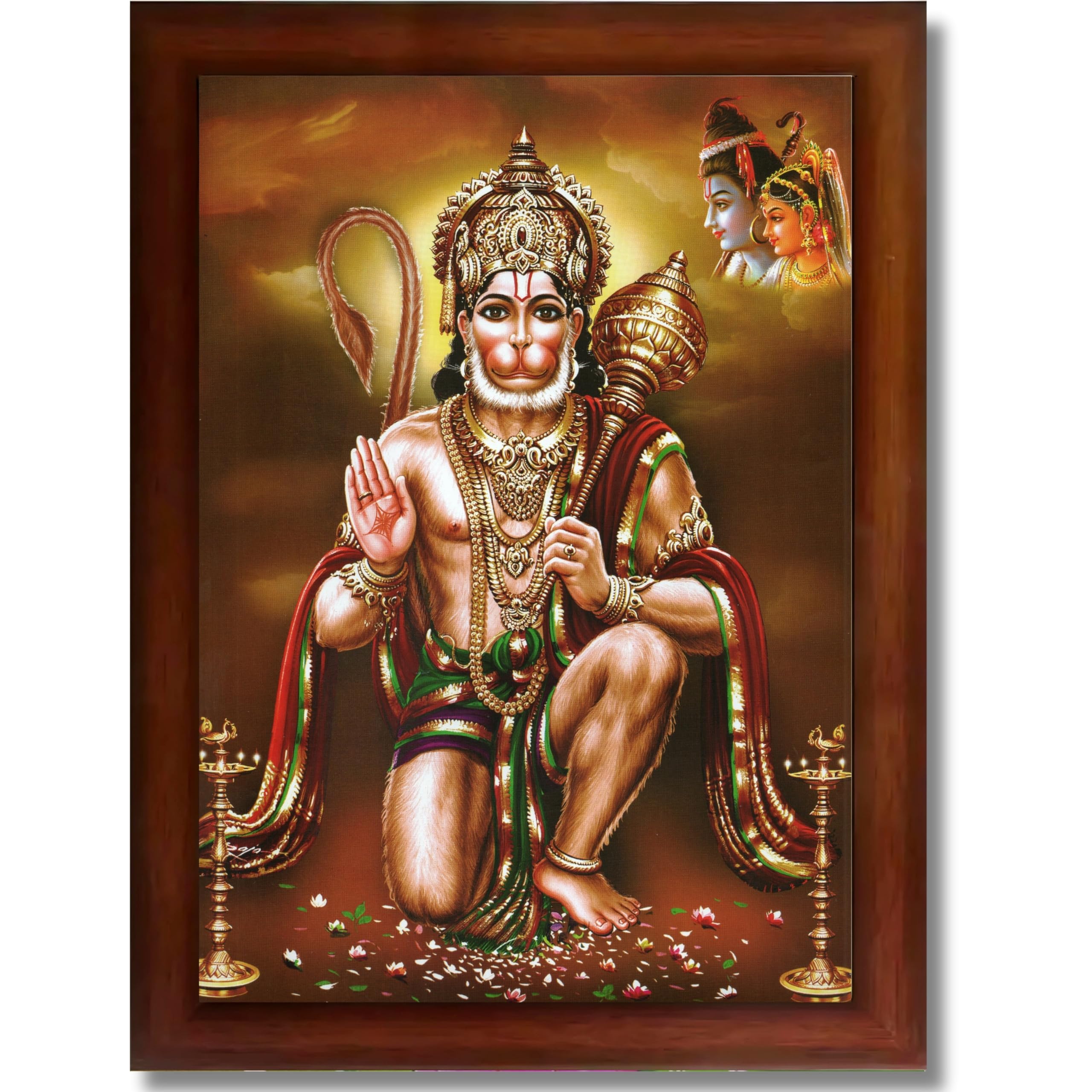 CRAFT QUEST Lord Hanuman Ji Photo Frame | Acrylic Glass, Lightweight & Waterproof | Ideal for Home, Office, Temple & Puja Room Wall Decor