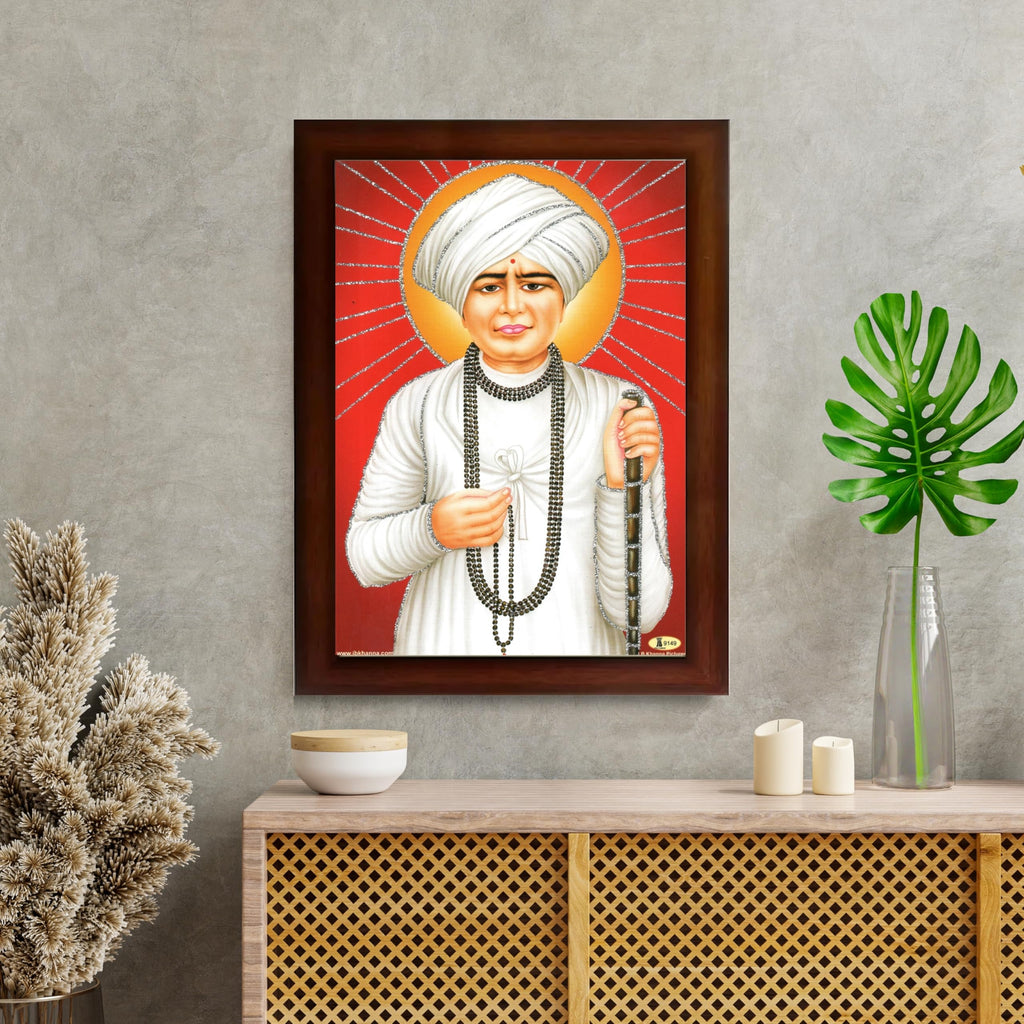 CRAFT QUEST Shri Jalaram Bapa Ji Guru Wall Painting Framed Home Décor wooden framed