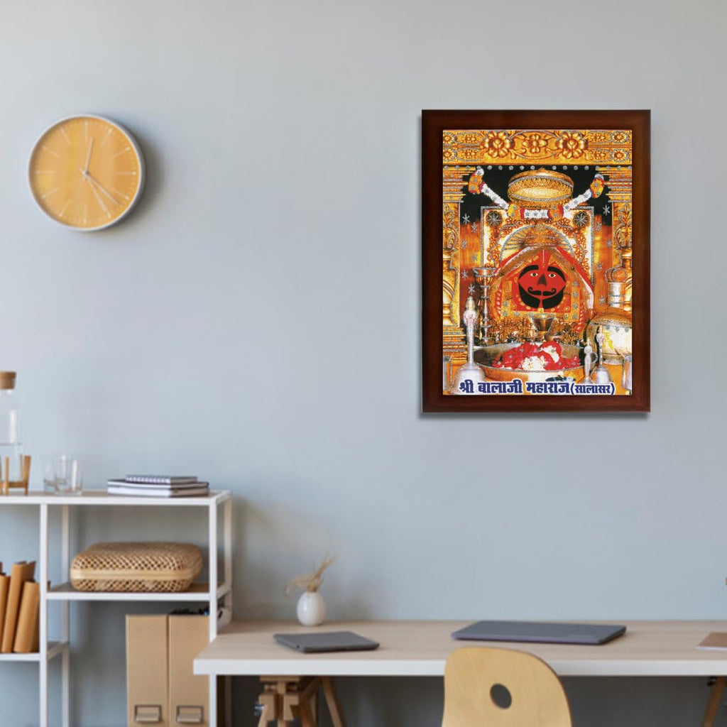 CRAFT QUEST Salasar balaji Hanuman | Bajrangbali Religious Photo with frame for Home Decorative Item Synthetic Wood
