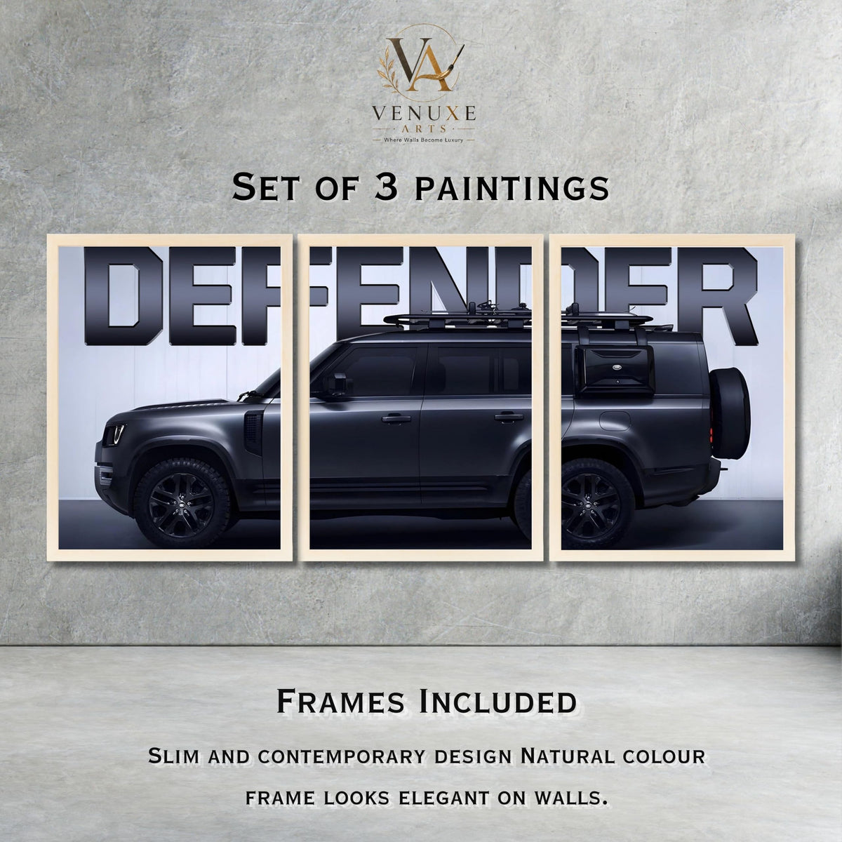 VENUXE ARTS Set Of 3 Big Sports Cars Framed Posters Gift Items for Boys Room Wall Decoration Bedroom Living Room Office Studio Décor | Car Poster Frame for Wall Décor
