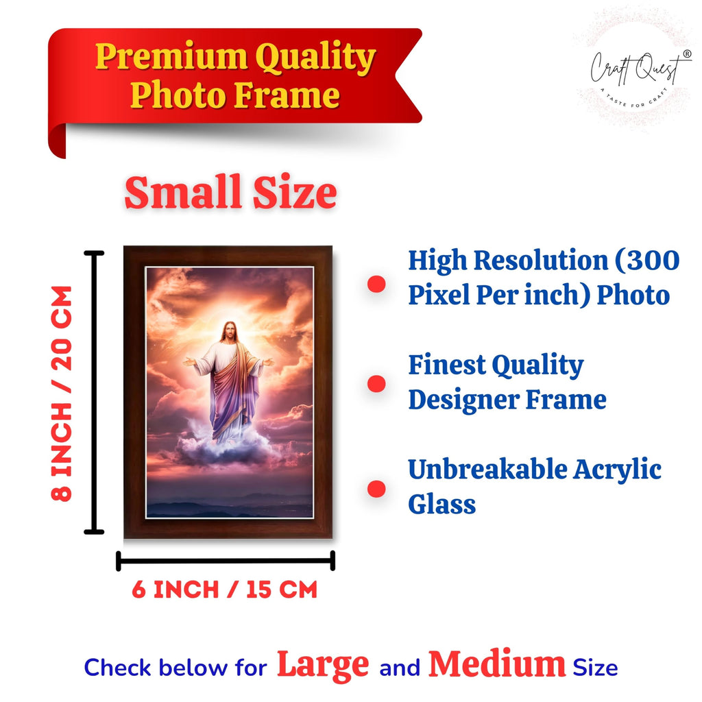 CRAFT QUEST Lord Jesus Christ Blessing Wall Artwork Wood Photo Frame Wall Hanging Décor and Gift Item
