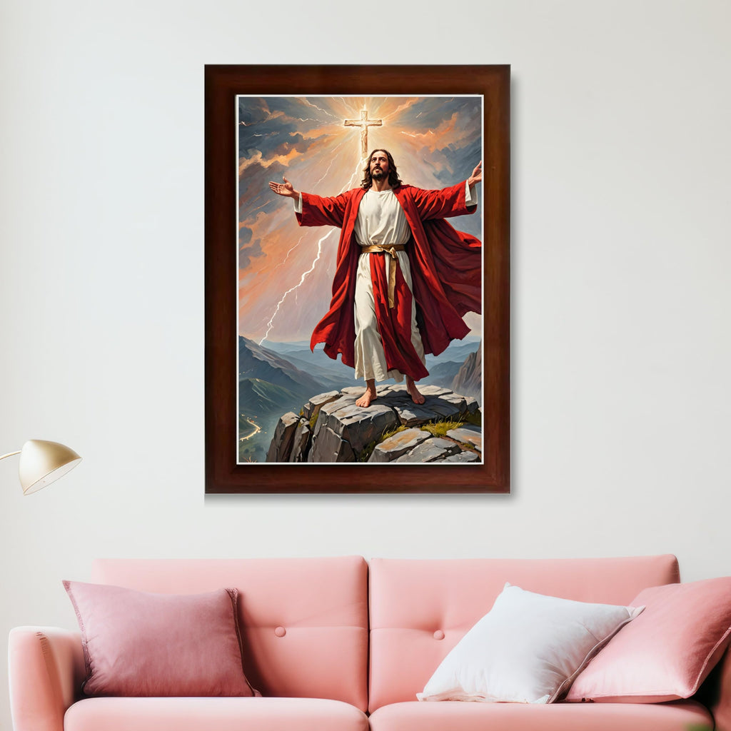 CRAFT QUEST Lord Jesus Christ Christmas Wall Artwork Photo Frame Spiritual Christian Wall Décor for Room