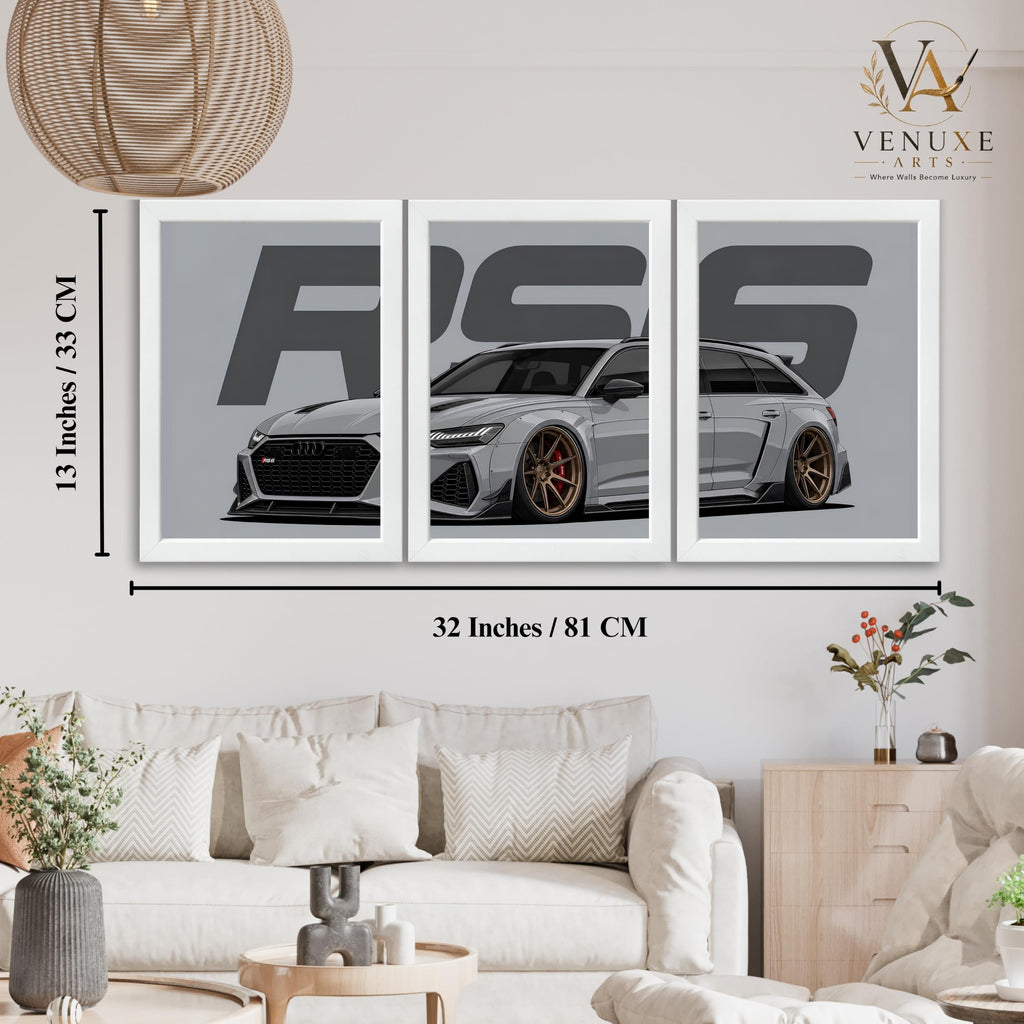 VENUXE ARTS Set Of 3 Big Sports Cars Framed Posters Gift Items for Boys Room Wall Decoration Bedroom Living Room Office Studio Décor | Car Poster Frame for Wall Décor