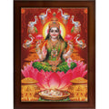 Craft Quest Goddess Lakshmi Devi Dhana Vaibhav Laxmi Maa Wall Painting Framed Home Decor (Synthetic, Matte, Brown, Small Size, 14 X 10 Inch)