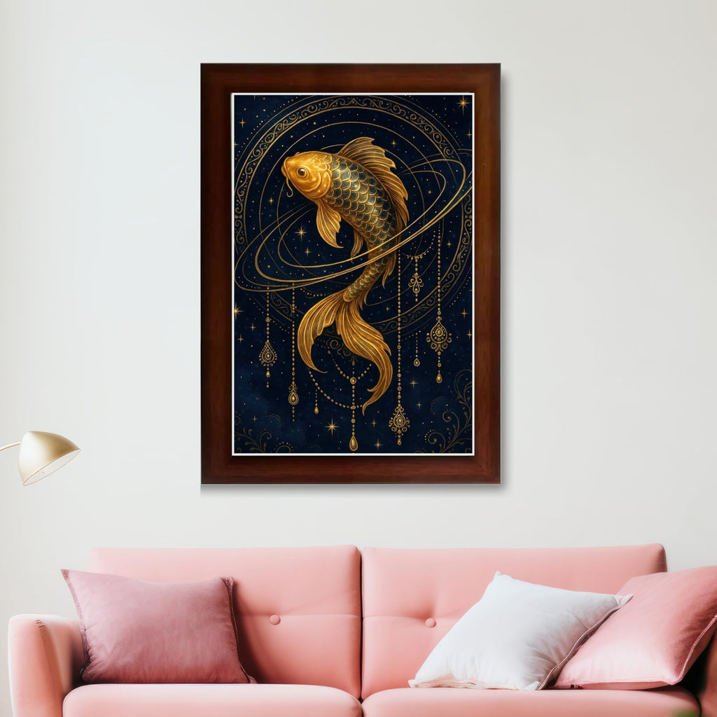 CRAFT QUEST Vastu Fishes Painting With Floating Photo Frame Home Office Wall Decor | Paintings for Home Decoration, Living room, Bedroom and Office Décor