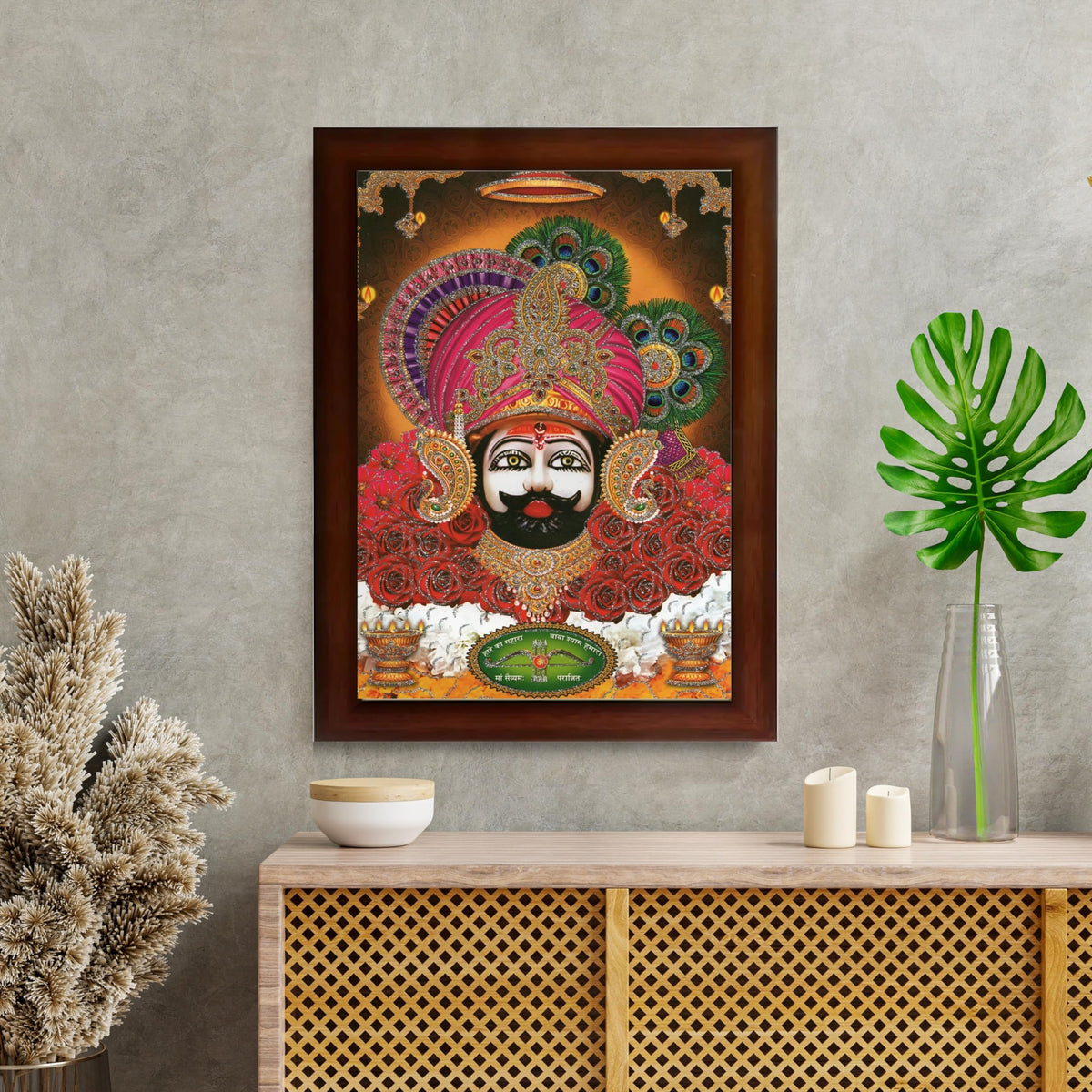 CRAFT QUEST Khatu Shyam Ji | Shyam Baba | Hare Ka Saharaa Khatu Shyam Hamara Photo Frame Wall Painting For Home Decoration And Gifting