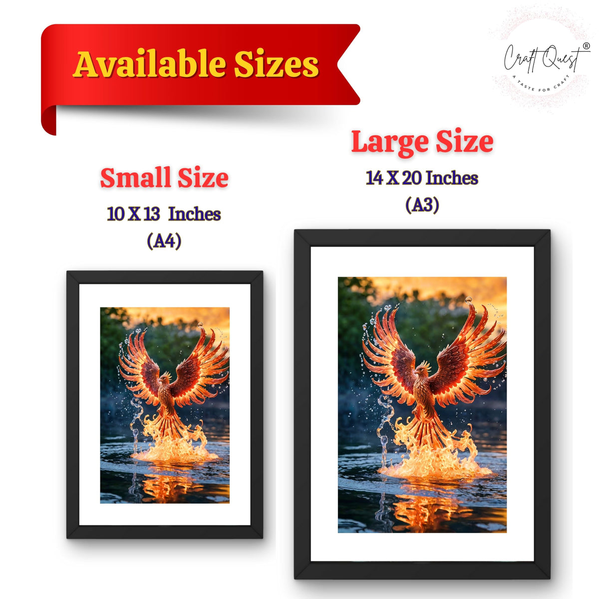 CRAFT QUEST Phoenix Bird Painting – Rising Phoenix Vastu Wall Art – Wall Decoration – Positive Energy Painting for Success, Growth & Spiritual Inspiration