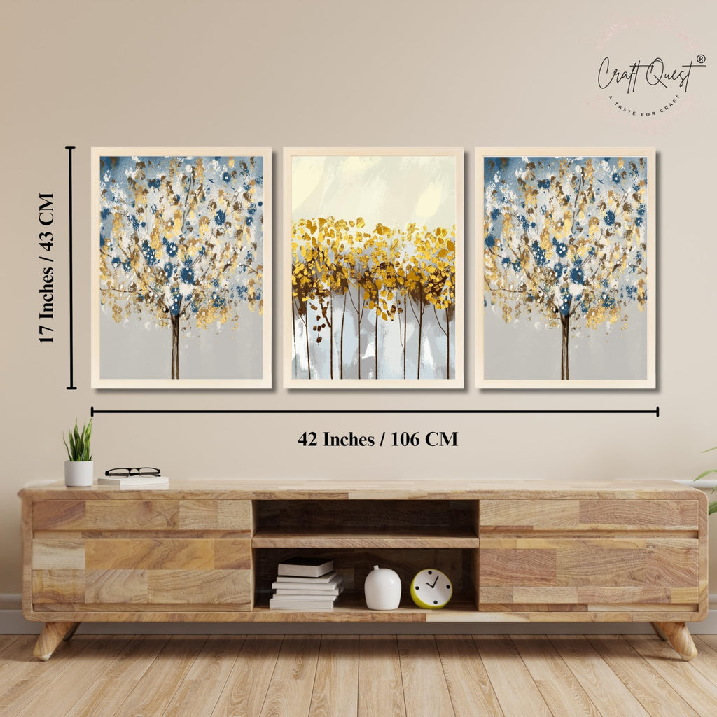 CRAFT QUEST Modern Art 3 SET Paintings Wall Art | Set of 3 Frames for Home Decoration | Ideal for Living Room, Bedroom & Offices