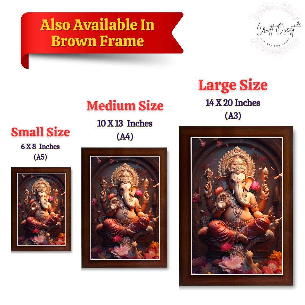 CRAFT QUEST Lord Ganesha Ganesh Ganpati Ganapathi Hanging Wall Painting Framed For Home Décor