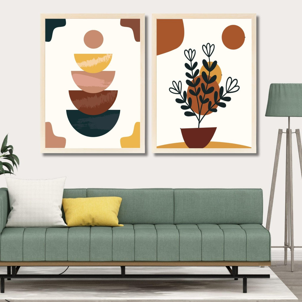 CRAFT QUEST Wall Art Decor Paintings | Set of 2 Wall Art Frames for Home Decoration | Ideal for Living Room, Bedroom & Office (Style 117)