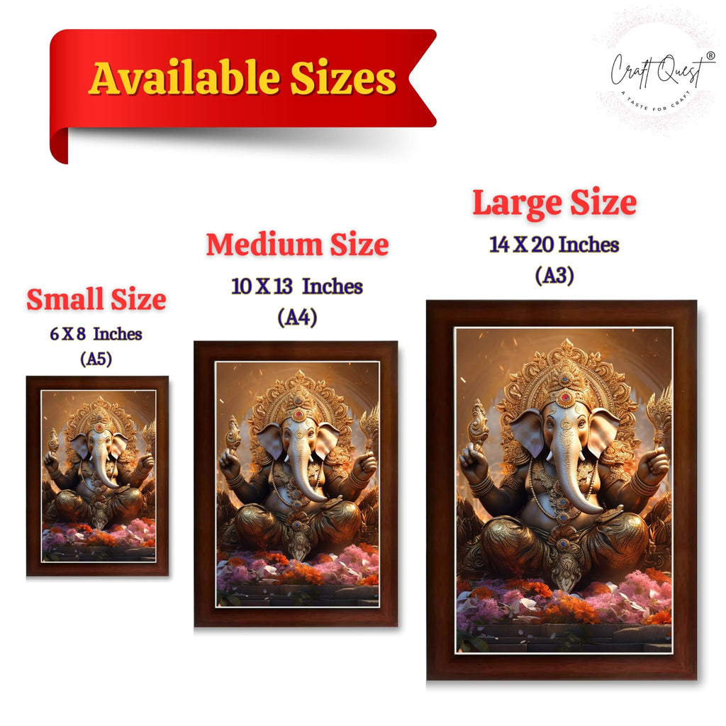 CRAFT QUEST Lord Ganesha Art Framed Wall Painting With Frame For Home and Pooja,Office Décor Items