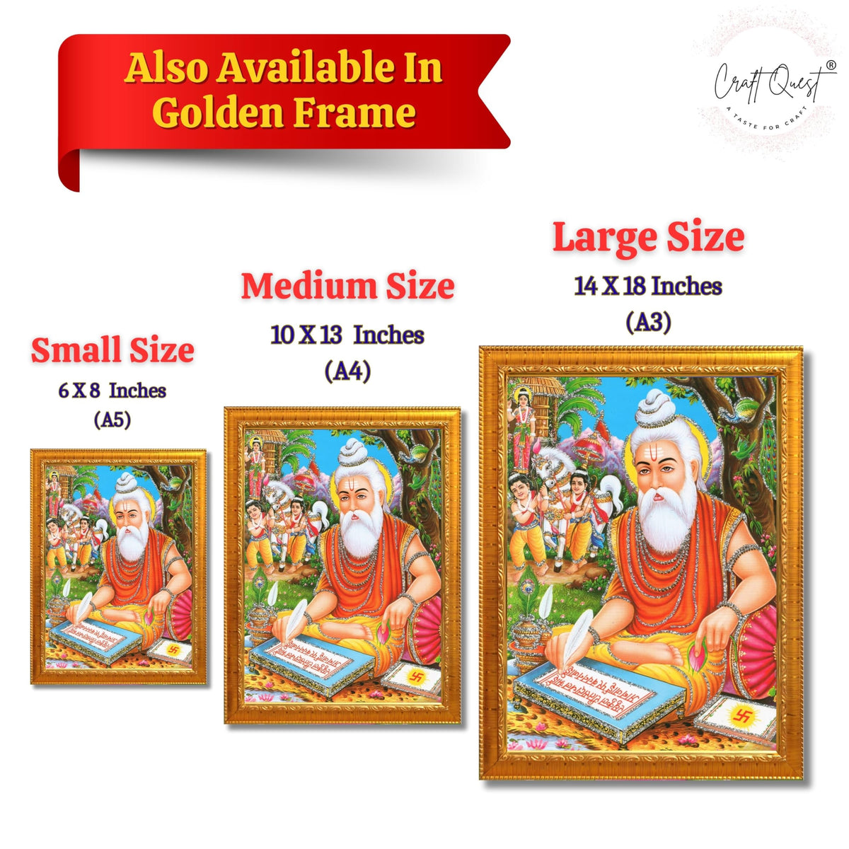 CRAFT QUEST Maharishi Valmiki Photo frame | Acrylic, Lightweight | Hindu God Spiritual Framed | Ideal for Home, Office, Temple & Puja Room, Wall Decor
