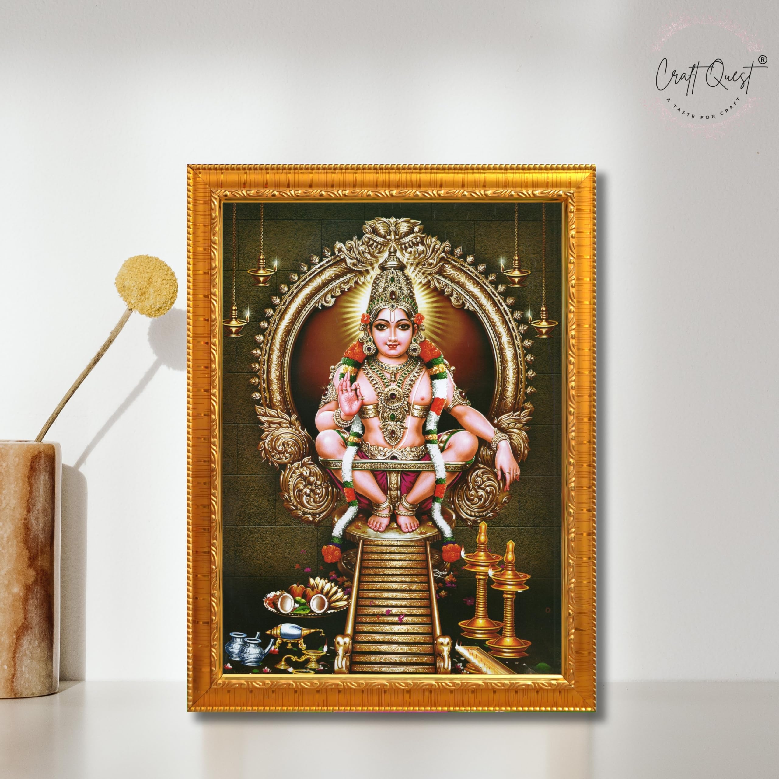 CRAFT QUEST Lord Swami Ayyappa Swamy Ayyappan Iyyappan South photo Frame For Wall Painting,Temple, Pooja, Home Décor Items