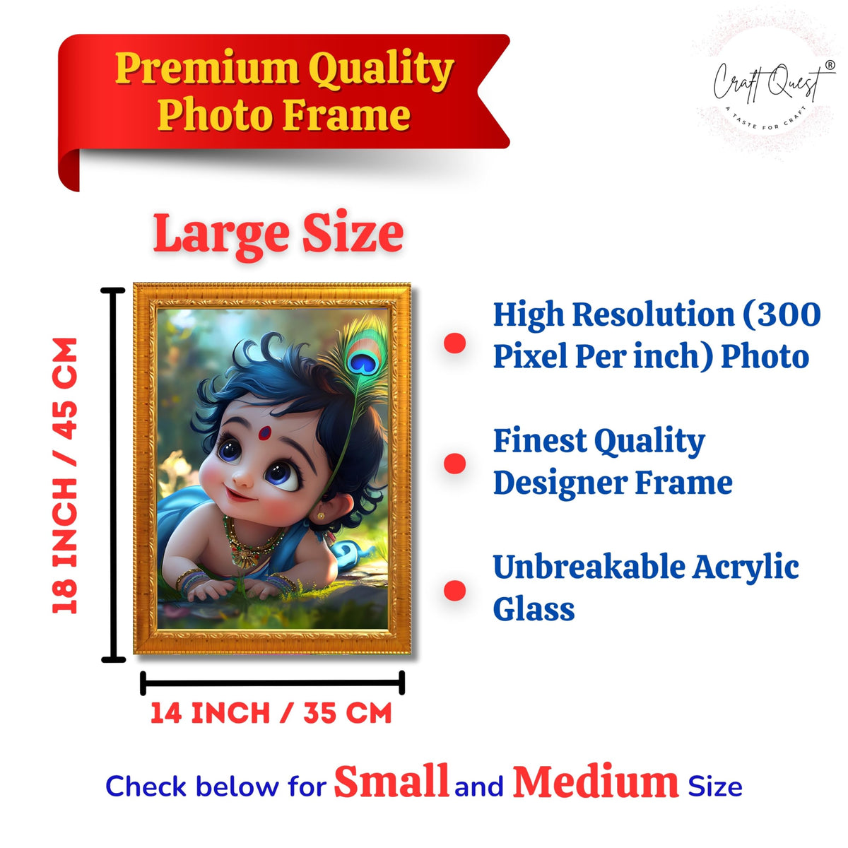 CRAFT QUEST Bal Gopal Painting Kanha Ji Poster | Laddu Lord Makhan Chor | Walls Home Bedroom Living Room Decoration Gift.