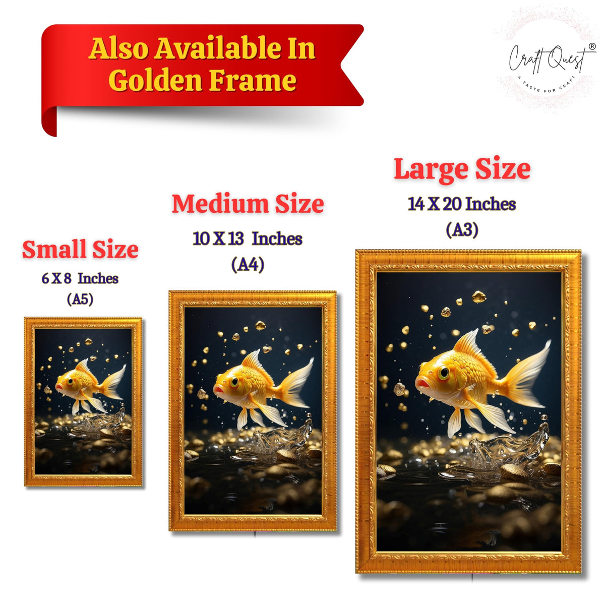 CRAFT QUEST Vastu Fishes Painting With Floating Photo Frame Home Office Wall Decor | Paintings for Home Decoration, Living room, Bedroom and Office Décor