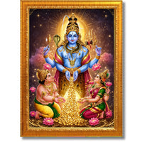 CRAFT QUEST Swarnakarshana Bhairava Swamy With Lakshmi Devi and Kuber Bhagwan Religious Wall Photo Frame |Dhan Bhairav Frame for Home, Office, Temple & Gifting