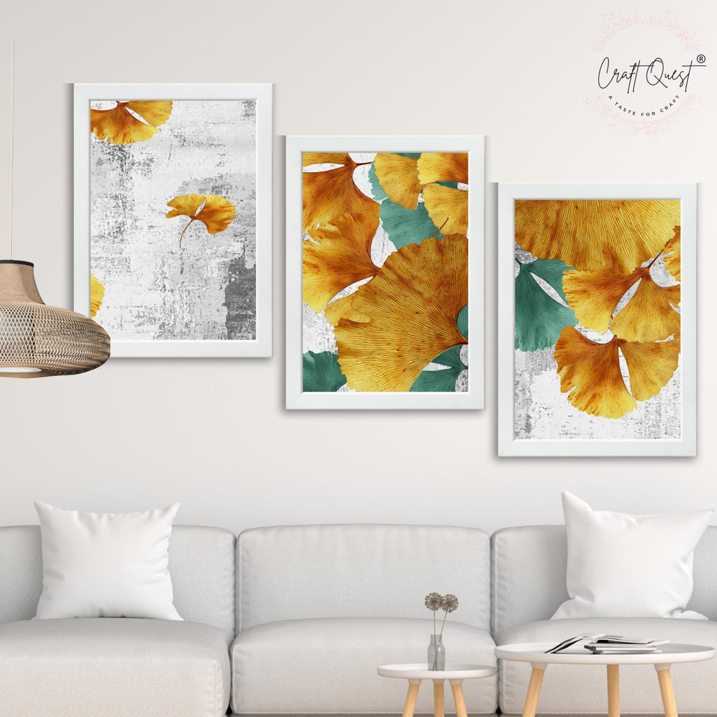 CRAFT QUEST Modern Art Rich Texture Abstract Wall Art | Set of 3 Frames for Home Decoration | Ideal for Living Room, Bedroom & Offices