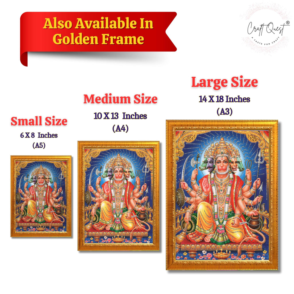 CRAFT QUEST Panchmukhi Hanuman JI | Bajrangbali Religious Photo frame