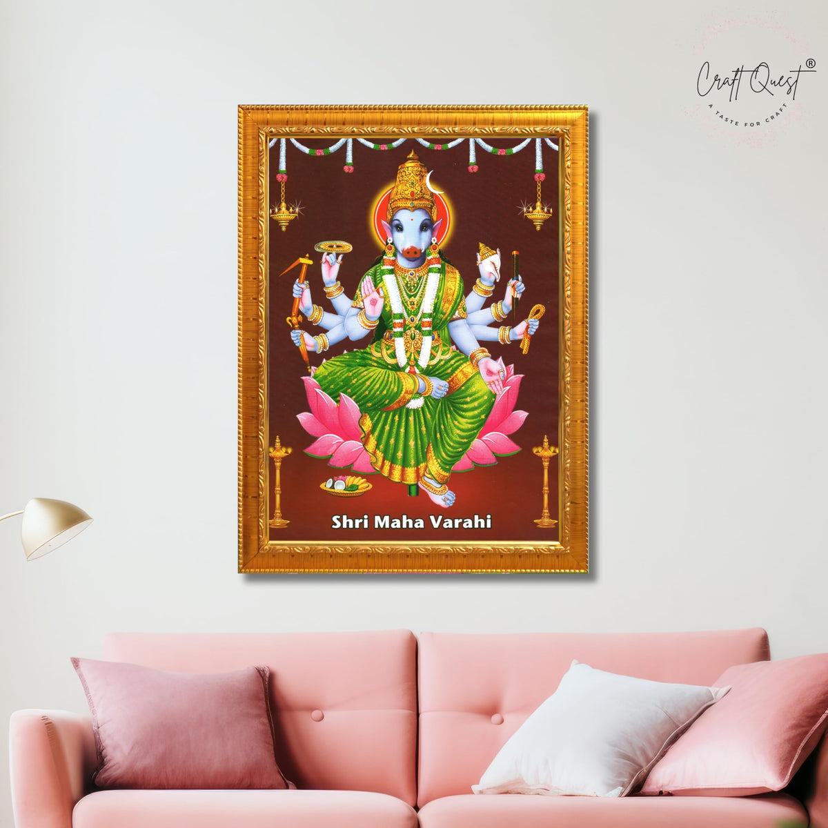 CRAFT QUEST Varahi Amman Devi Religious Photo Frame With Acrylic Glass, Religious Frame Painting