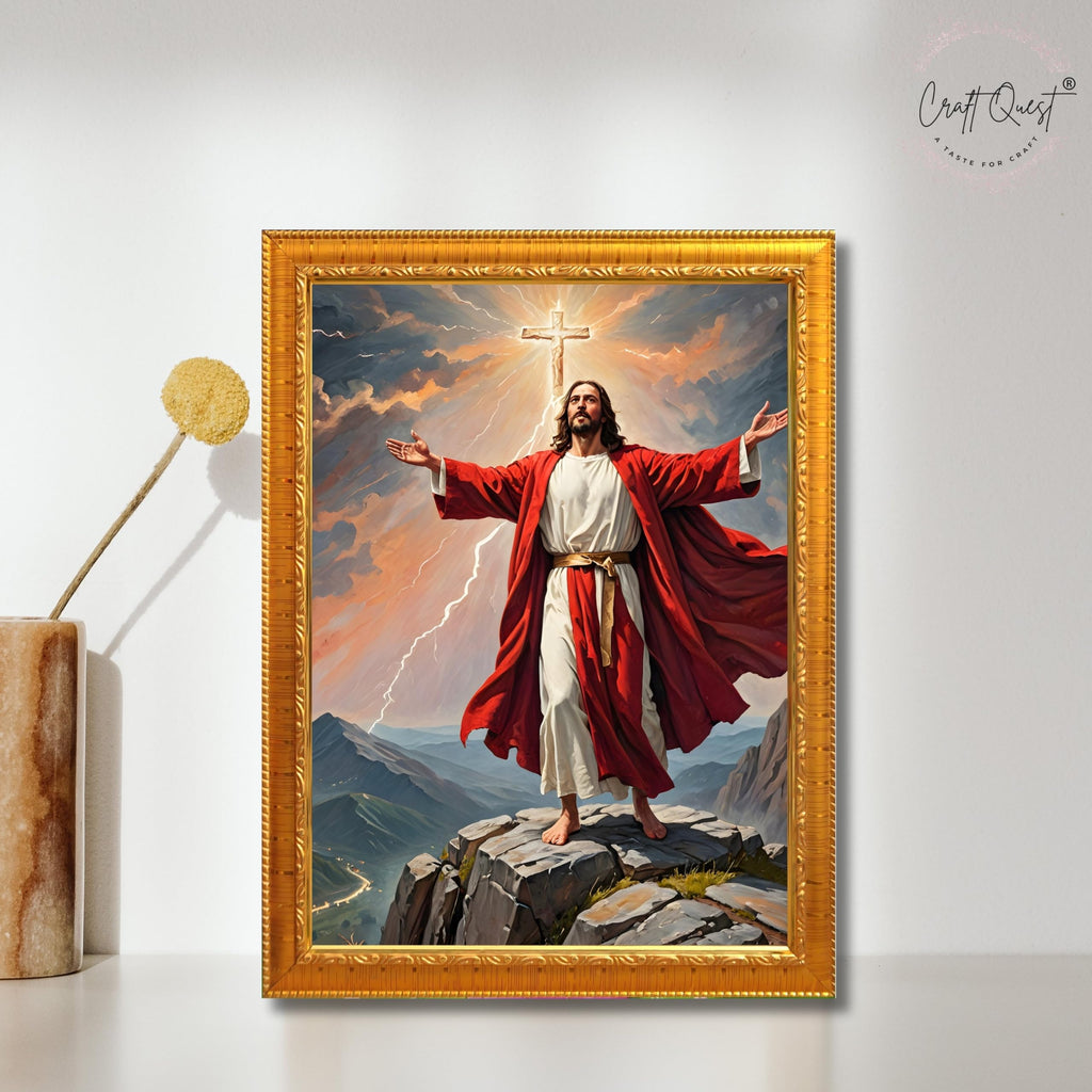 CRAFT QUEST Lord Jesus Christ Christmas Wall Artwork Photo Frame Spiritual Christian Wall Décor for Room