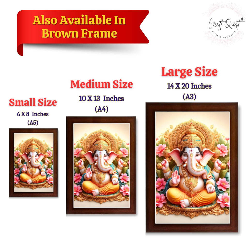 CRAFT QUEST Lord Ganesha Ganpati ji Abstract Modern Wall Painting With Frame For Home and Pooja,Office Décor Items