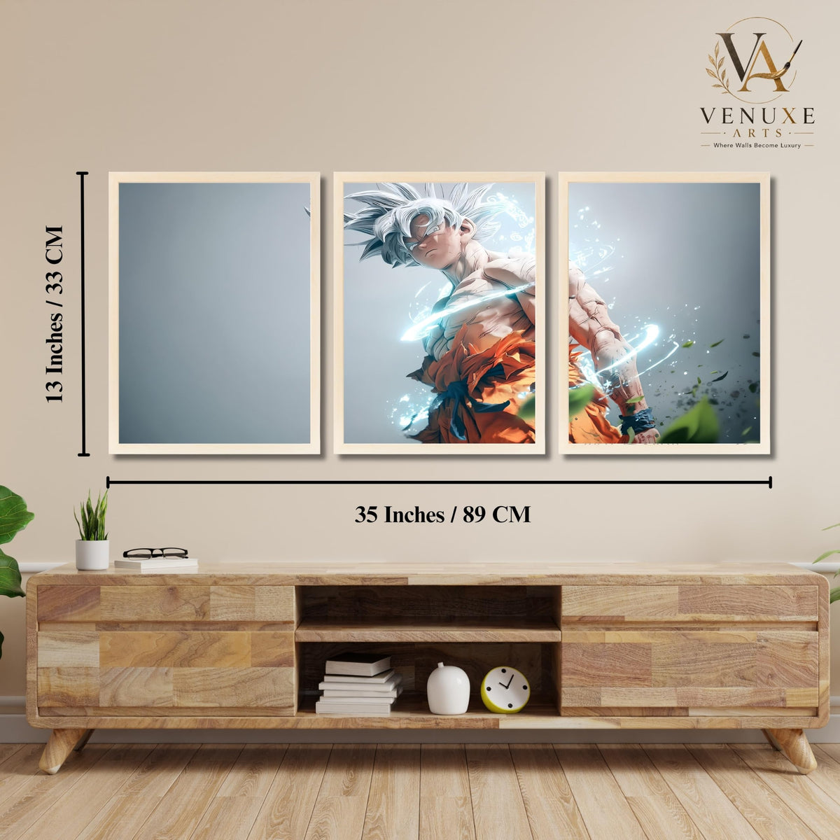 VENUXE ARTS Set Of 3 Anime Characters Wall Framed |Anime Characters Framed Poster for Living Room Bedroom Gaming Room Studio Wall Decor