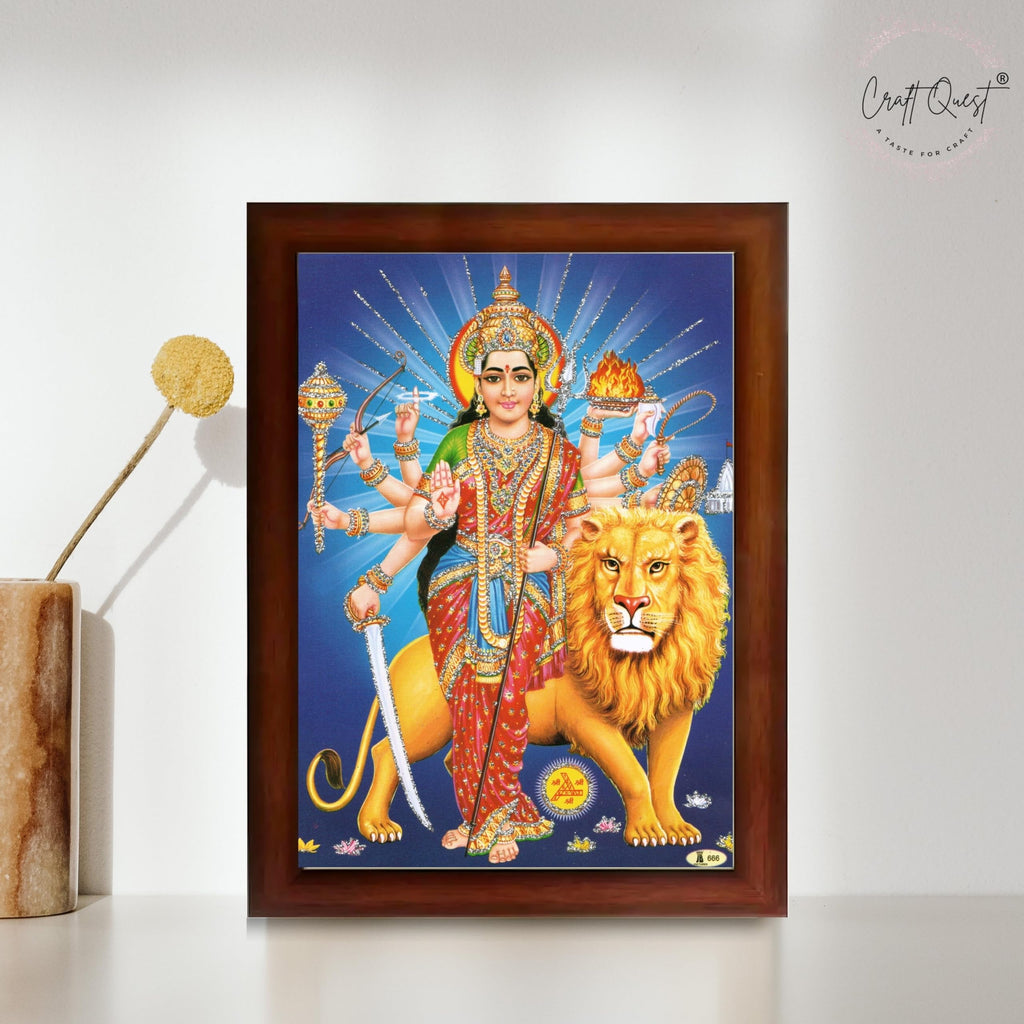 CRAFT QUEST Durga Maa MataJi Goddess Navdurga Wall Painting Framed Home and Pooja Décor