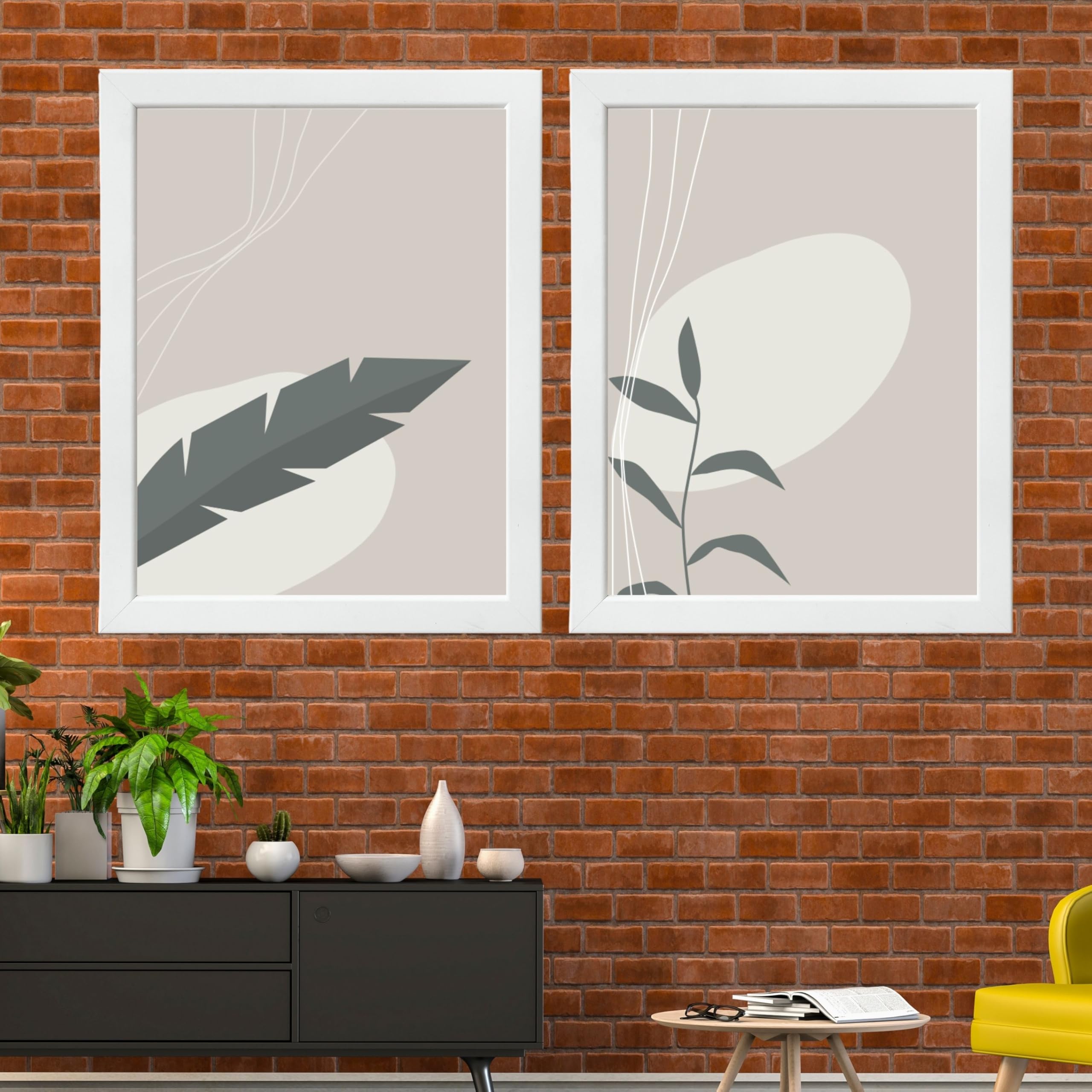CRAFT QUEST Wall Art Decor Paintings | Set of 2 Floral Wall Art Frames for Home Decoration | Ideal for Living Room, Bedroom & Office (Style 112)