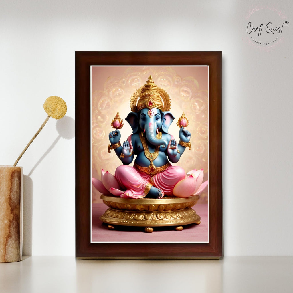CRAFT QUEST God Ganesh Ganpati ji Ganesha Art Framed Painting Ready to Hang